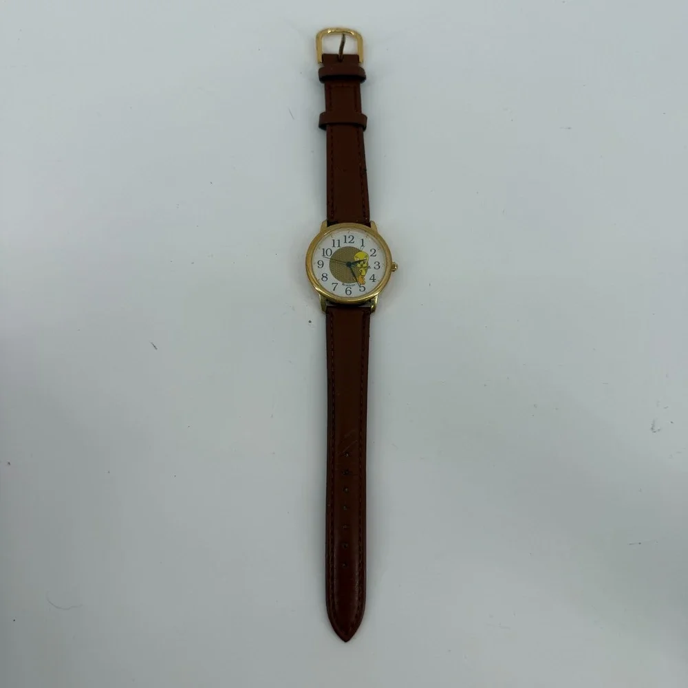 Armitron Tweety Bird Watch Water Resistant Vintage 2000 WORKS Y2K‎ Brown Band